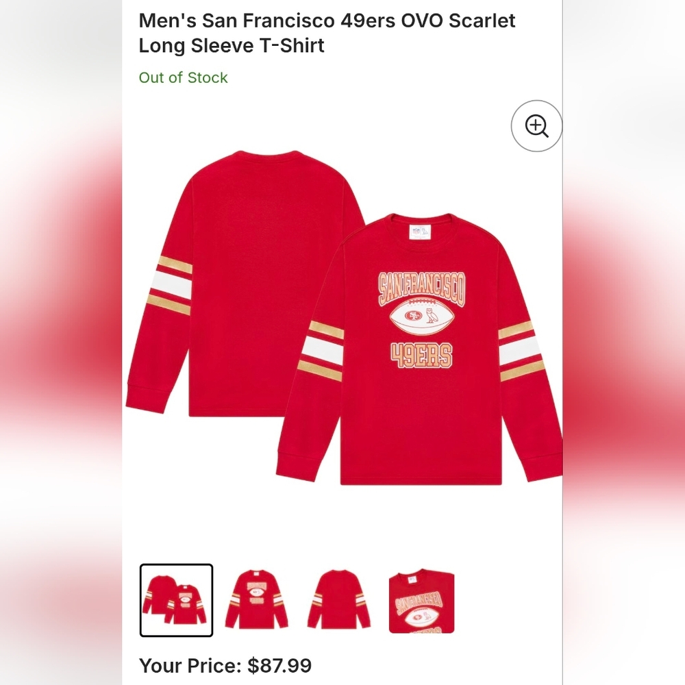 OVO X SF 49ers Long Sleeve